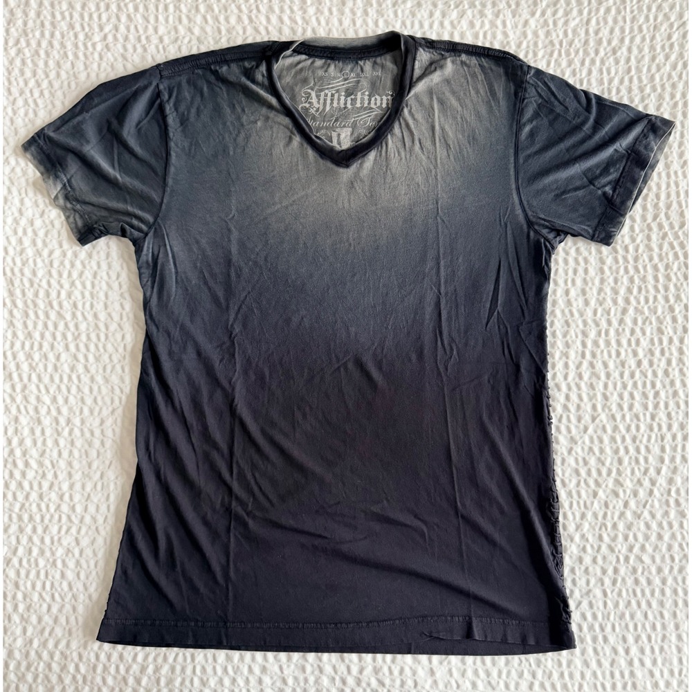 Affliction Standard Series Women's L Lace Up V Neck Y2K Skull Made USA Tee